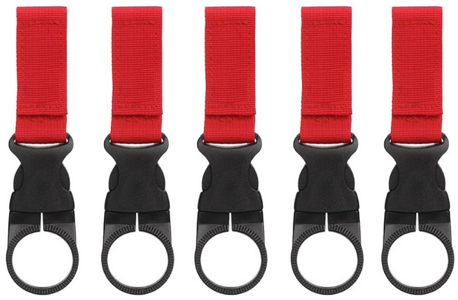 [티케이샵] 물병거치대 캠핑 등산용 카라비너 거치대 5P, 레드, 5개