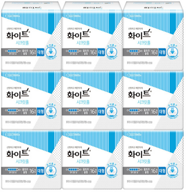 소프트드라이 커버 화이트 시크릿홀 날개 대형, 16개입, 9개