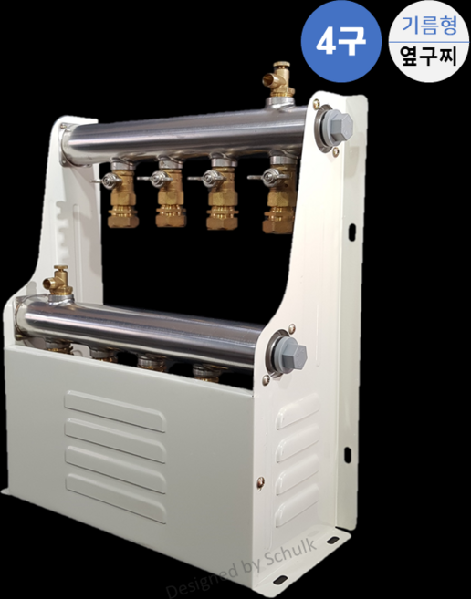 [완카바] 스텐 온수분배기 4구 나비핸들 기름형 (옆구찌 20A / 25A 선택), 1개