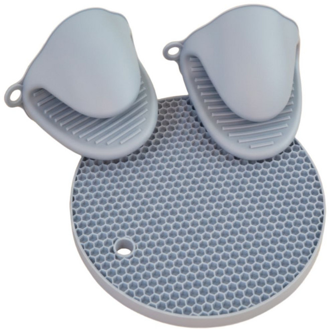 생활왕낌유 실리콘 냄비 받침1p + 손잡이2p 세트, 블루, 1세트