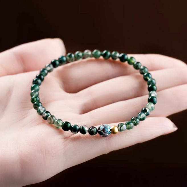 베리엣지 행운 액막이 수생 마노 연꽃 팔찌 심리적 안정 사업운 칠보 천연 원석 염주