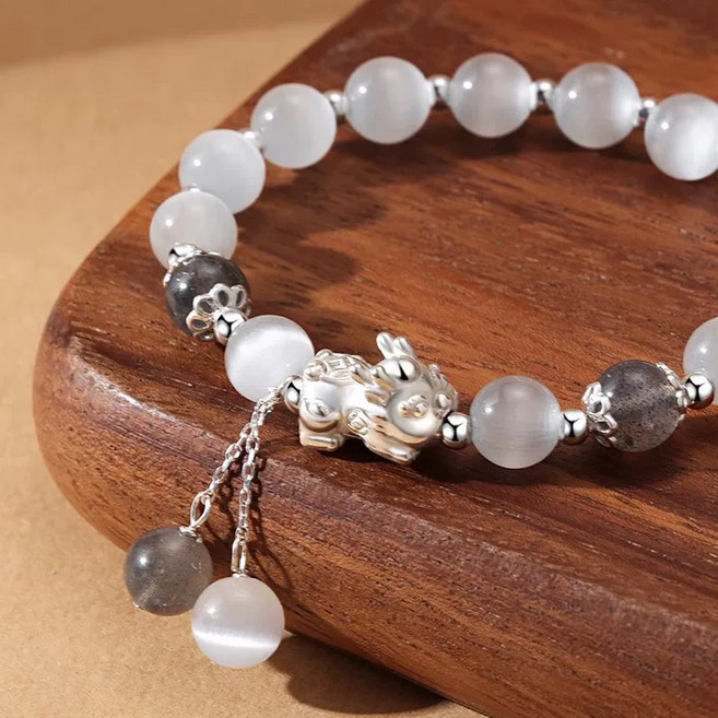 FANSYLI 비휴 팔찌 재물운 행운 소원 팔찌 남녀공용 커플 팔찌 캣츠 아이즈 오닉스팔찌 재물운 팔찌 발렌타인 데이 팔찌 선물 W2602F27