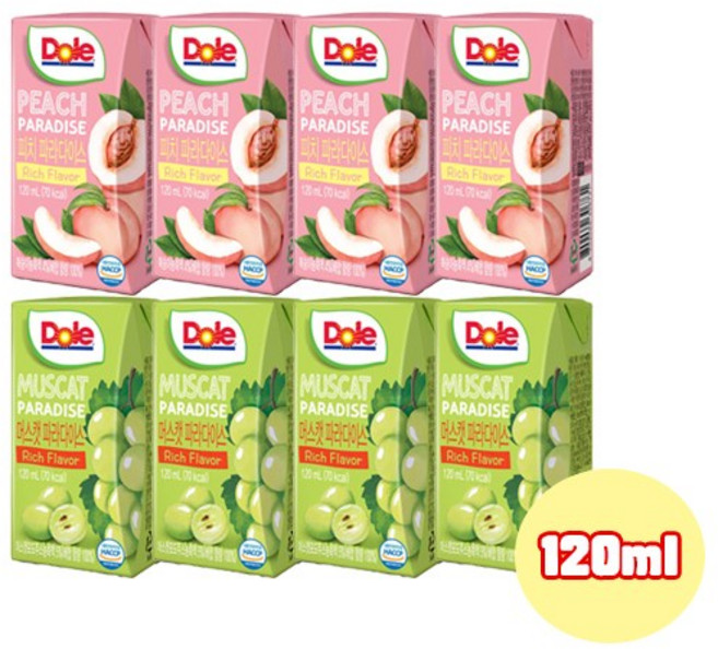Dole 돌주스 피치 파라다이스16+머스캣 파라아다이스16/총32팩/무료배송, 32개, 120ml