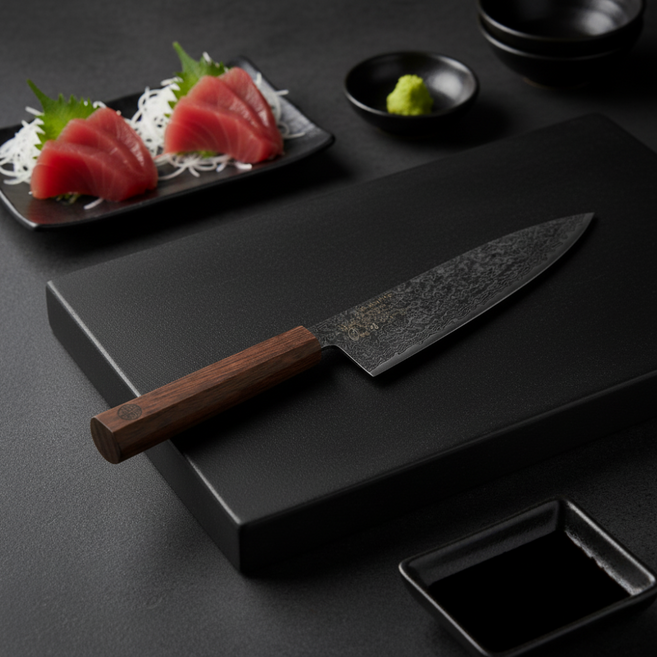 명장 조상진 흑첩도 다마스커스칼 73겹 주방칼 식칼, 블랙, 1개