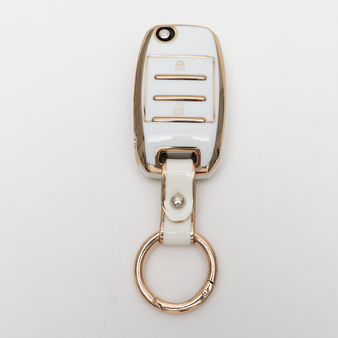 봉고 카니발 모닝 레이 쏘렌토 호환 차 키 케이스 홀더 커버 스마트 리모컨 TPU 원형 스트랩, TA91_KH13(2버튼), 화이트