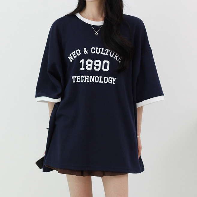 루나샵 네오배색박스 반팔 빅사이즈 티셔츠