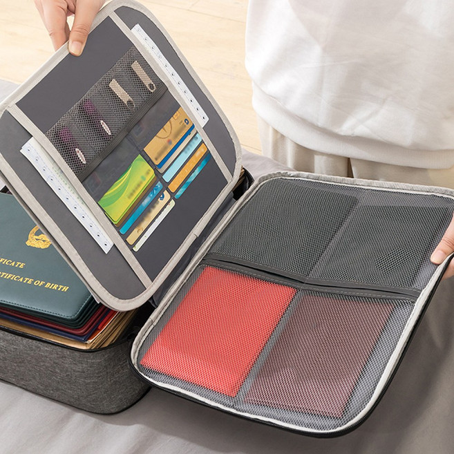 투데이리빙 가정용 서류 여권 보관함 가방 여행용 휴대용 귀중품 카드 포켓 통장 문서 계약서 보관 정리 비밀번호 보안 잠금 서류함 정리함