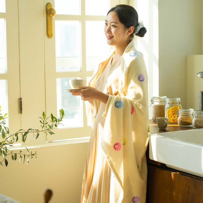 코팅블루 도톰하고 부드러운 포근 극세사 밍크 감성 담요