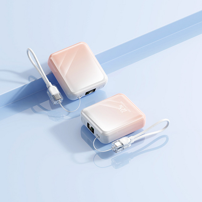 보조배터리 66W 초고속 20000mAh 대용량 일체형 항공 표준에 부합, 핑크색