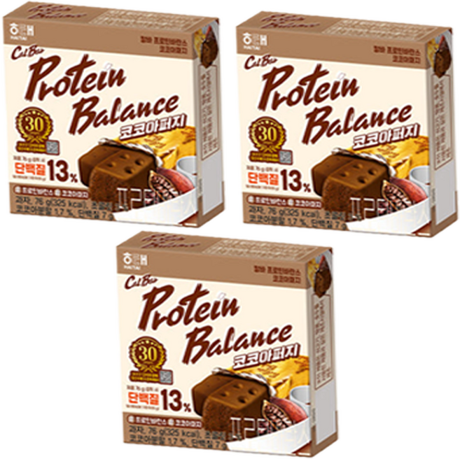 해태제과 칼바 프로틴 바란스 코코아퍼지, 76g, 3개