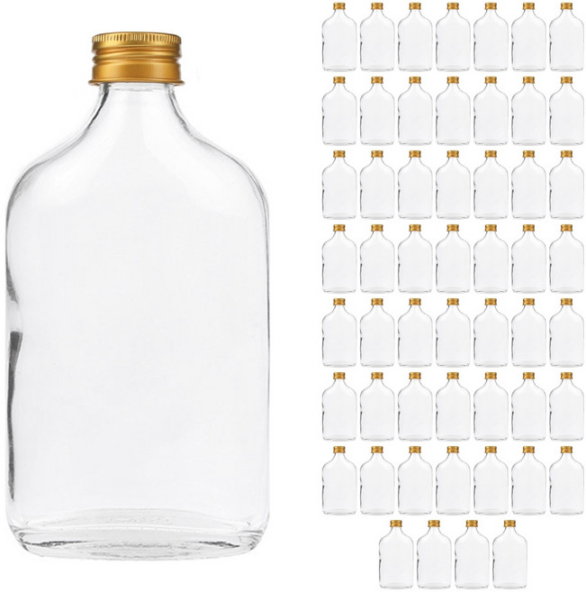 공병상회 납작병 유리병 1박스 + 알루미늄캡/골드, 54개, 250ml