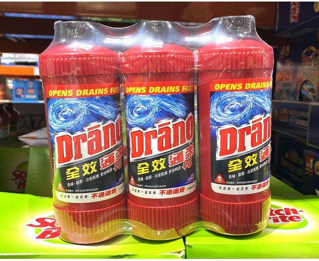 Drano 通樂 全效疏通劑 500毫升 x 3入 馬桶·廚房·浴室疏通, 1個, 貨運宅配