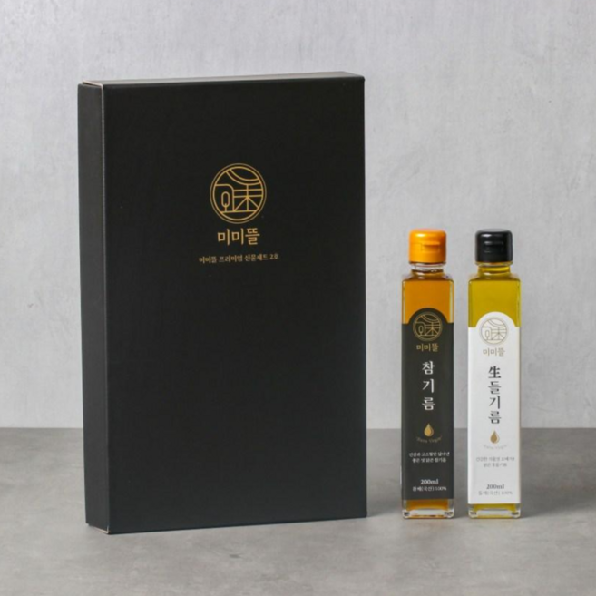 미미뜰 선물세트 2호 200ml+200ml, 참기름+생들기름 선물세트