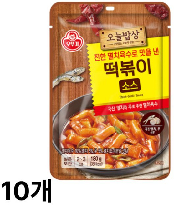 오뚜기 진한 멸치육수로 맛을 낸 떡볶이소스, 180g, 10개