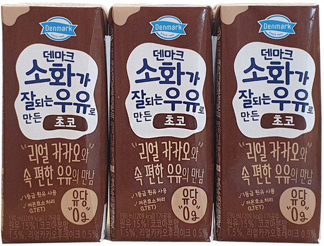 덴마크 소화가 잘되는 우유로 만든 초코, 190ml, 24개