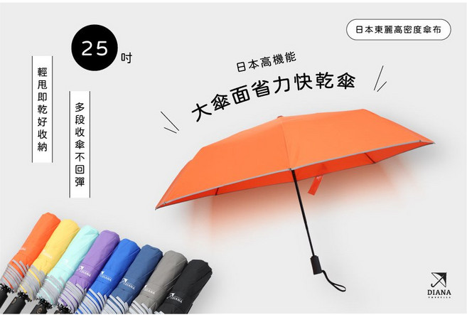 Diana 日本高機能大傘面(25吋) 自動傘/速乾傘