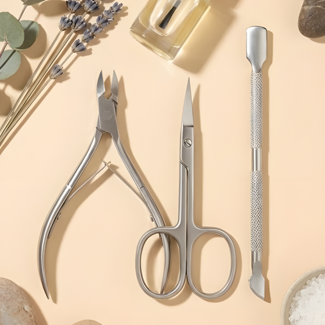 HwaDon 네일 손톱정리 3종, 1세트, 실버