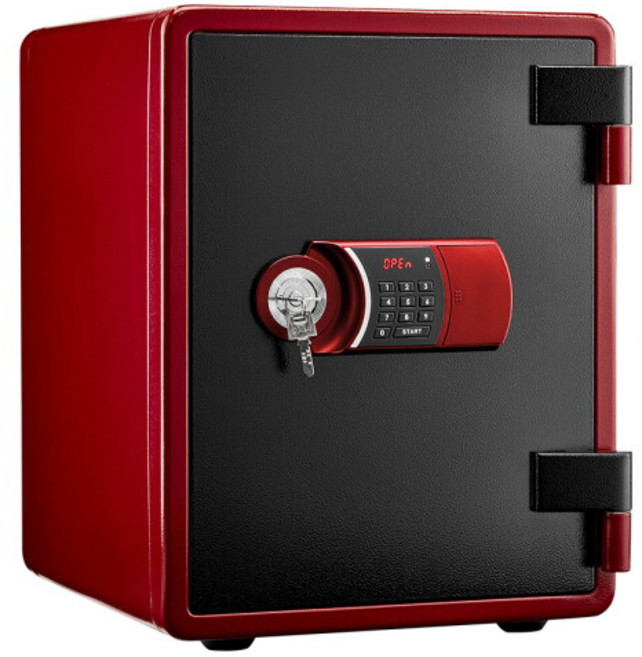 선일금고 YES-031DK 디지털+열쇠 이중잠금 내화금고 63kg 서랍 선반 가정용 사무용 경보기 집들이선물, YES-031DK 레드