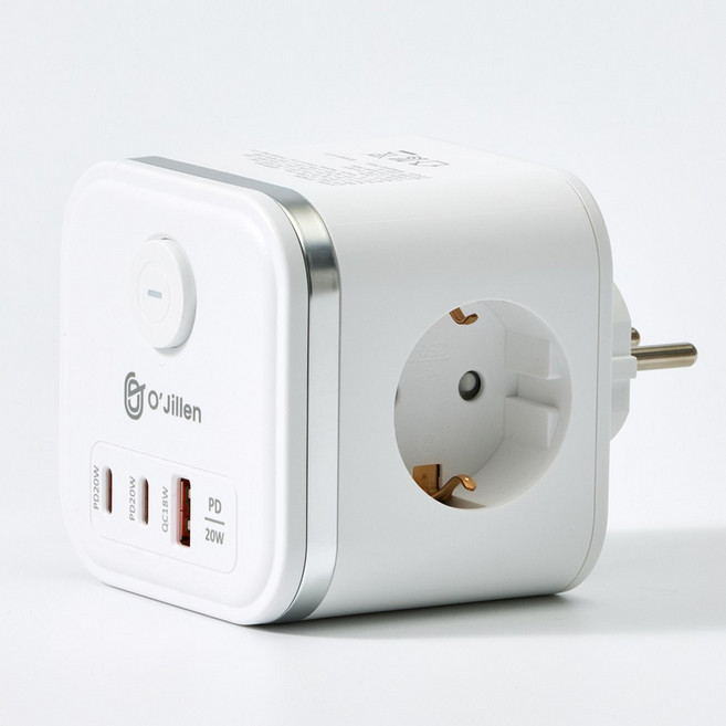 오지렌 고속충전 고용량 큐브 멀티탭 콘센트, 1개, 화이트, 80mm