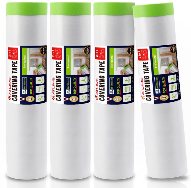 아뜰라임 보양 프리미엄 커버링 카바링 비닐 마스킹 테이프 그린, 4개