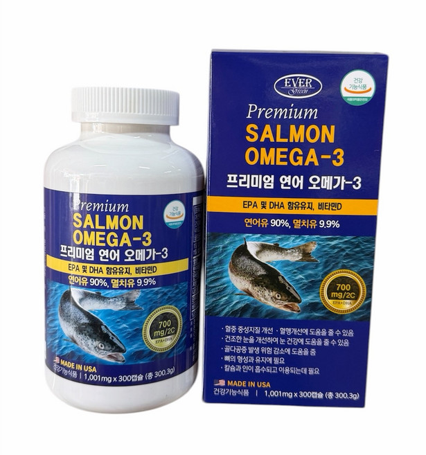 에버그린 프리미엄 연어오메가3, 300정, 1개
