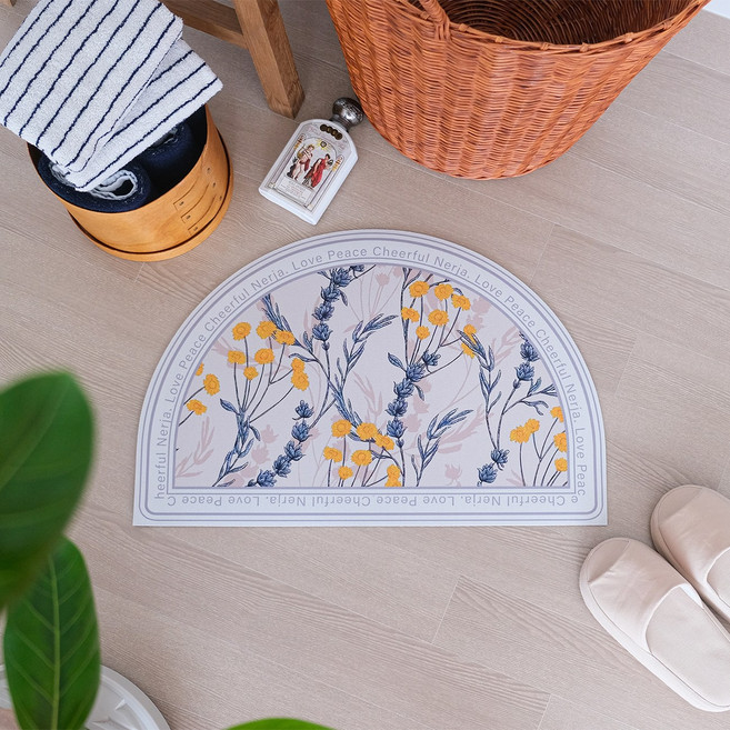 네르하 빨아쓰는 소프트 규조토 발매트 주방 싱크대 매트 4세대, 발매트 60x40, 1.북유럽 노란꽃