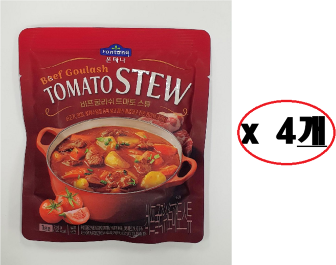 폰타나 비프 굴라쉬 토마토 스튜, 250g, 4개