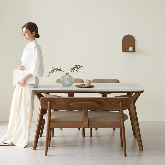 까르엠가구 헤이븐 포세린 양면 세라믹 50R 애쉬 원목 4인용 식탁세트 1400 2인벤치1+의자2, 4인세라믹(1400/50R)/헤이븐(월넛), 벤치선택없음, 헤이븐 식탁의자(월넛)/4개