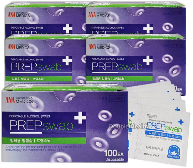 일회용 개별포장 ANA 목화솜70% 일회용 알콜솜 프랩스왑 100매입, 100개입, 5개