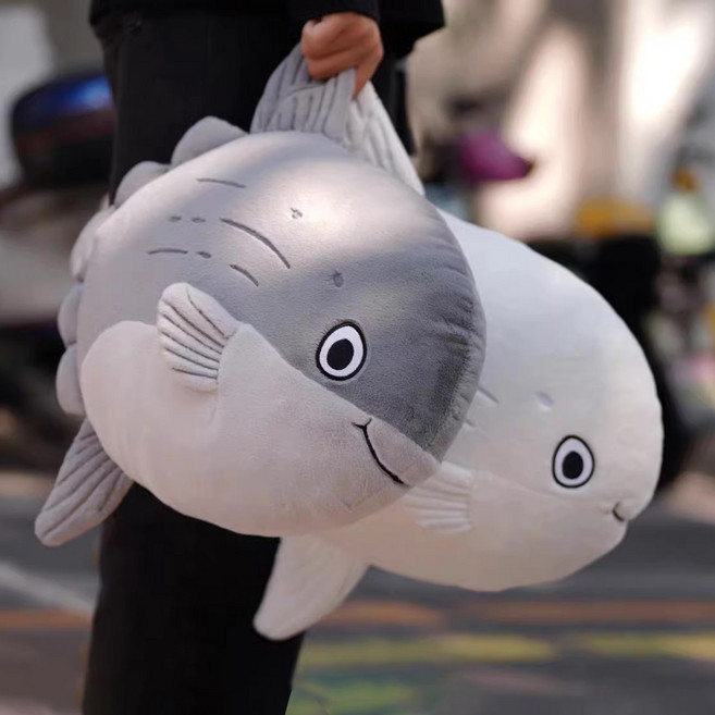 太陽魚造型玩偶抱枕, 灰