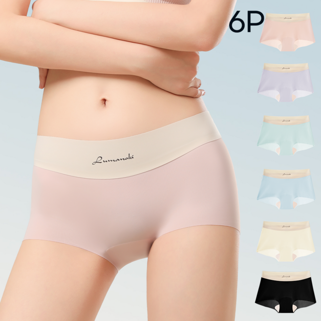 고탄력 힙전체를 감싸는 끼지않는 드로즈 심리스 여성 팬티 6종세트