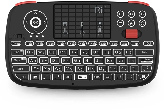 Rii i4 미니 BT 무선 키보드(터치패드 포함) Windows Android TV Box 스마트 2.4GHz 백라이트 마우스 원격, 01 CHINA, 01 Hebrew Keyboard