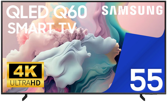 삼성 TV 55Q60 QLED 4K 138cm(55인치) LED 스마트 티비 유튜브 넷플릭스 디즈니 미러링, 방문설치, 스탠드형, 55형