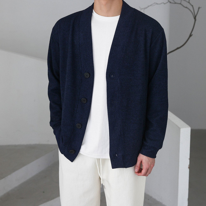 베이직바이블 남자 오버핏 가디건 빅사이즈 니트 봄 가을 겨울 아우터 스판 코디(6color)