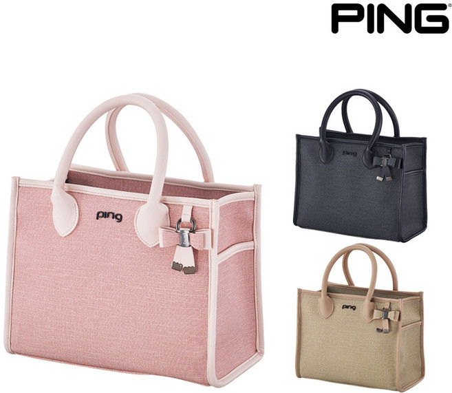 [삼양 정품] 핑골프 2023 신제품 W 리본 여성 토트백, 베이지