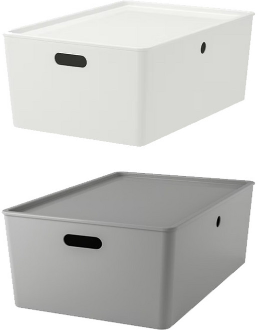 이케아 KUGGIS 쿠기스 수납함+뚜껑 37x54x21cm 대형수납박스정리함리빙공간박스다용도, 화이트_402.802.06, 1개