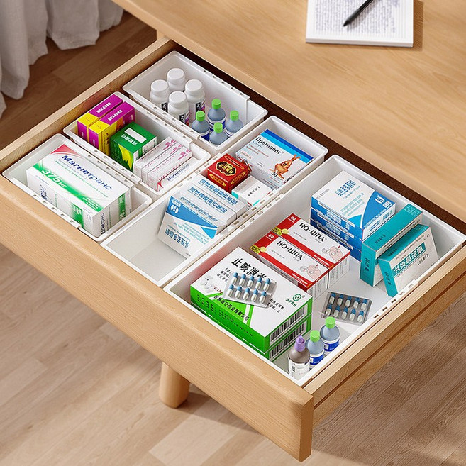 하우쏠 길이조절 싱크대 서랍 수저정리함 조리도구 보관함 숟가락통 대형, 3개, 화이트