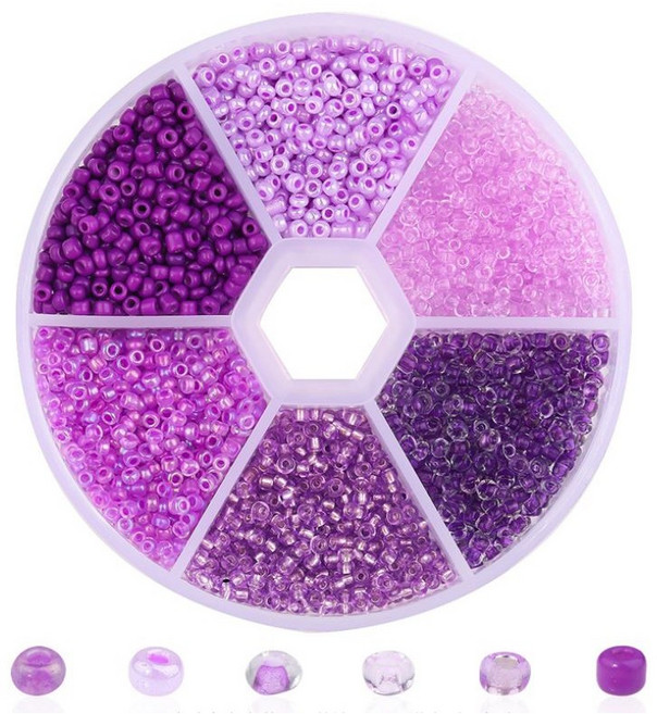 루앤블리 3mm 6색 그라데이션 비즈세트, 퍼플, 1개