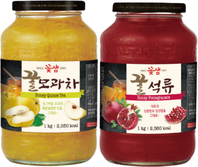 꽃샘 꿀차병 꿀모과차 1kg+ 꿀석류차 1kg