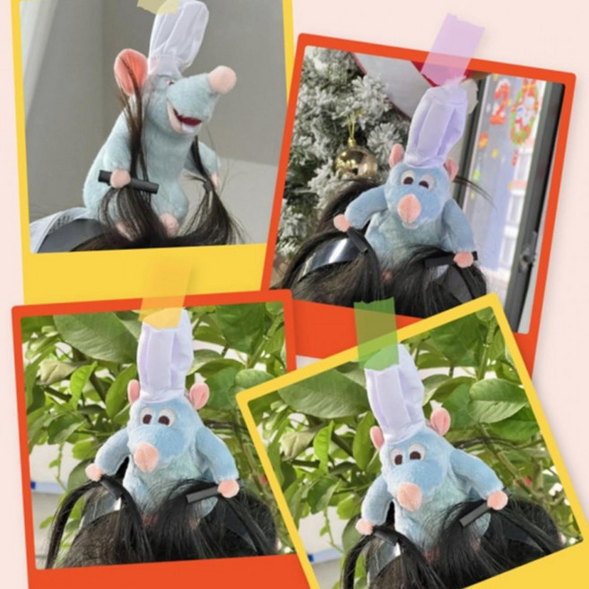 라따뚜이 머리핀 머리띠 인싸템 생쥐 요리사 귀여운 생일 축하, 1개, 라따뚜이머리띠