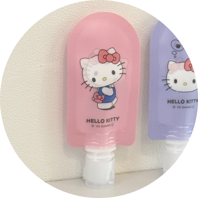 일본정품 헬로키티 휴대용 튜브 파우치 소분용기 10ml 2종택1, 1개, 핑크
