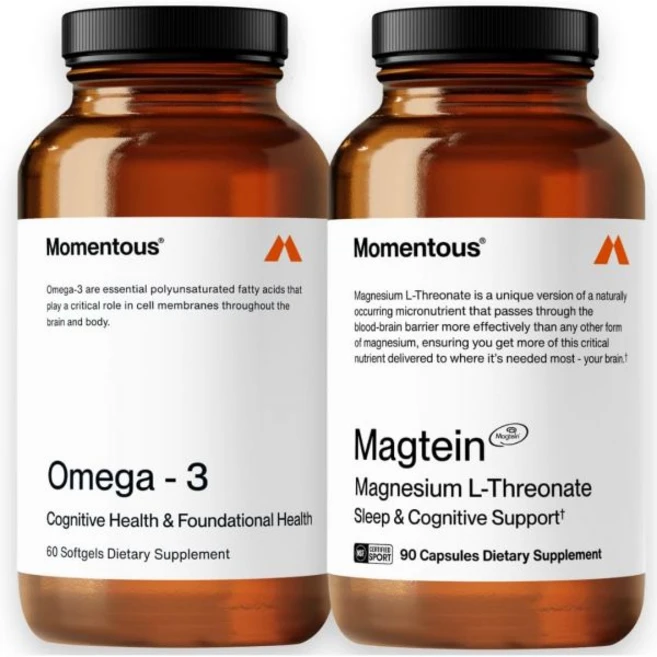 Momentous Omega-3 Fish Oil 1 600mg & Magtein Magnesium L-Threonate 145mg - Daily Omega-3 Supplemen, Momentous Omega-3 Fish Oil 1,6 - 쿠팡