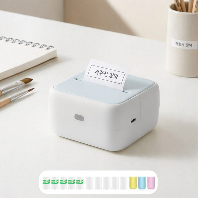 ROYAI ONE 휴대용 블루투스 라벨프린터 무선 감열식 라벨기, 1개, 3021블루