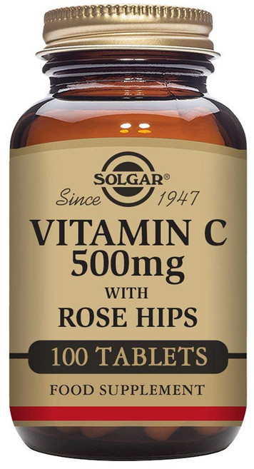 SOLGAR 無糖無麩質維他命C玫瑰果錠 500mg, 100顆, 1罐