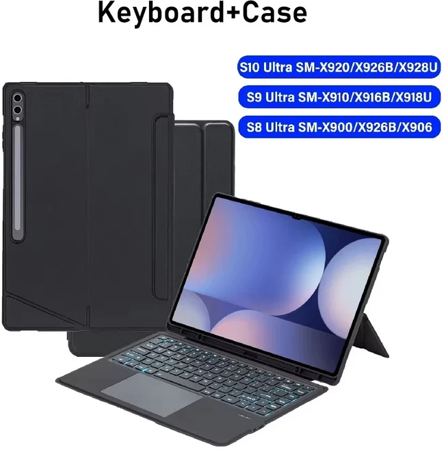 호환 갤럭시 탭 S8 울트라/S9 울트라 14.6인치용 분리형 키보드 커버 백라이트 케이스, 08 Korean Keyboard, 02 Keyboard Case