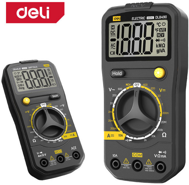 델리툴즈 멀티 테스터 미터 비접촉 검전기 NCV 전기 전압 테스터기, 멀티테스터_다이얼형 (DL8490), 1개