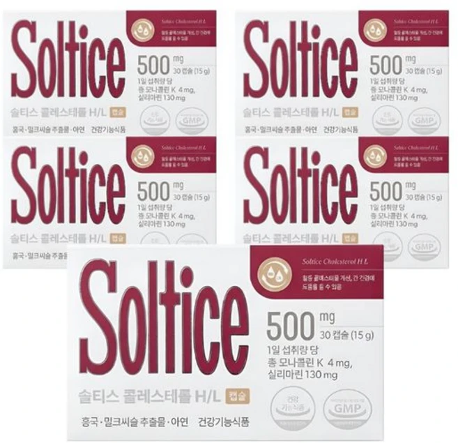 솔티스 콜레스테롤 HDL LDL 500mg x 30캡슐 5박스, 1개, 30정 - 쿠팡
