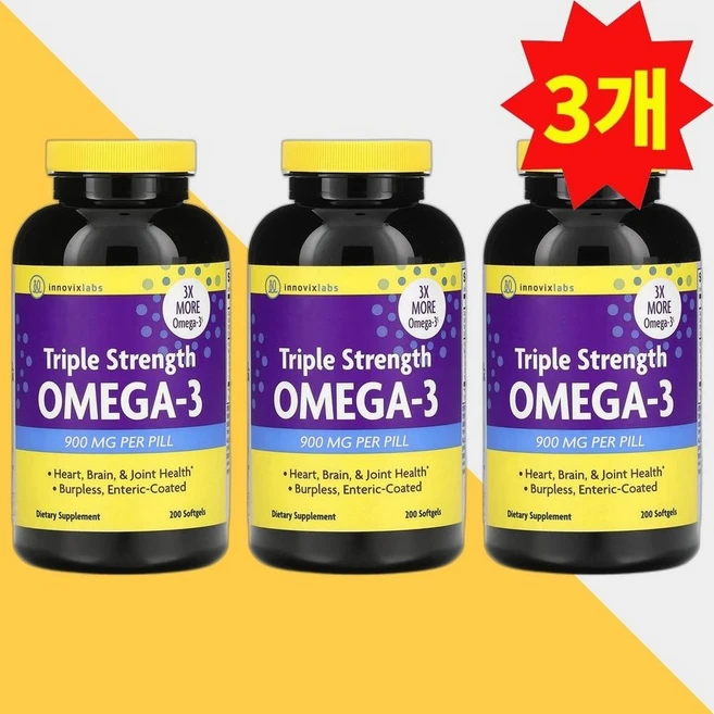이노빅스 랩스 트리플 스트렝스 오메가 3 InnovixLabs Triple Strength Omega 3 200정 x3개, 3개 - 쿠팡