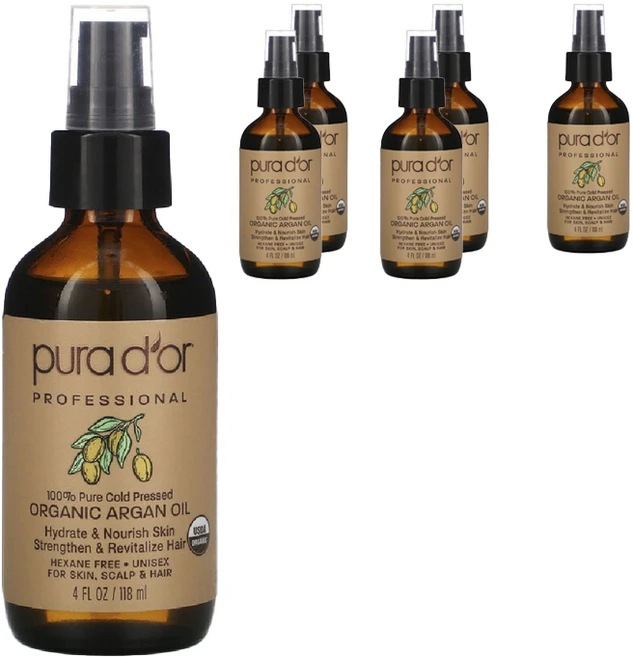 퓨라도어 퓨어 냉압착 아르간 오일, 6개, 118ml - 쿠팡