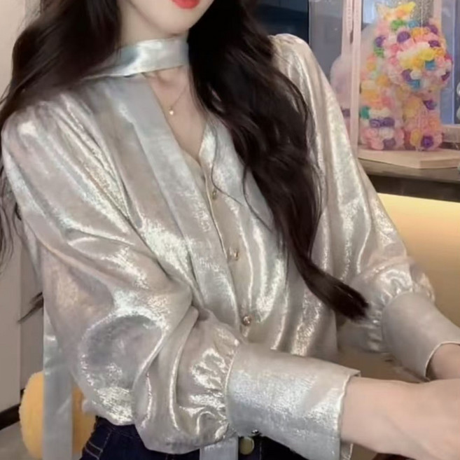 COSYEVNO 여성 춘추 실크 셔츠 긴팔 셔츠 BCXxfs-7